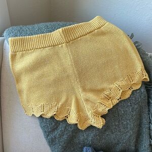 HTF ZARA YELLOW Scalloped KNIT SHORTS - NWT